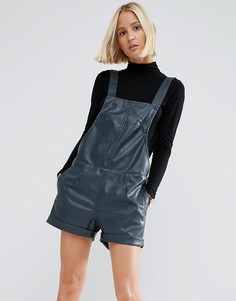 Ромпер из искусственной кожи ASOS - Темно-синий