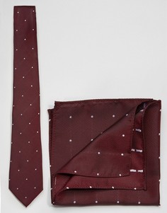 Галстук и платок-паше в горошек в комплекте ASOS - Красный