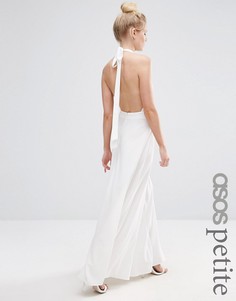 Платье макси с открытой спиной для миниатюрных ASOS PETITE - Кремовый