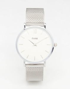 Серебристые часы с сетчатым браслетом CLUSE Minuit CL30009 - Серебряный