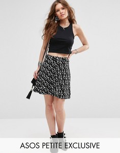 Короткая расклешенная юбка с карманами и цветочным принтом ASOS PETITE - Мульти