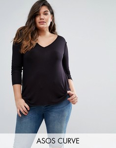 Свободная туника с длинными рукавами ASOS CURVE - Черный