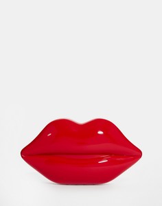 Красная сумочка-клатч в форме губ Lulu Guinness - Красный