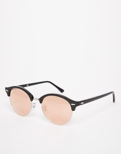 Розово-золотистые круглые солнцезащитные очки Клабмастер Ray‑Ban - Черный