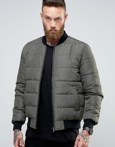 Стеганый бомбер цвета хаки ASOS - Зеленый