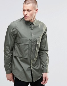 Oversize-рубашка цвета хаки с карманами и длинными рукавами ASOS - Зеленый