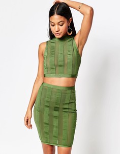 Кроп-топ и юбка в полоску WOW Couture - Зеленый
