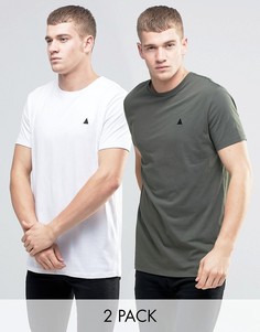 2 длинные футболки с логотипом (белая/зеленая) ASOS - СКИДКА 15 - Мульти