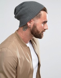 Свободная серая шапка-бини ASOS - Серый