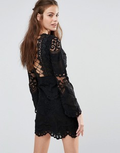 Кружевное платье мини с длинными рукавами Foxiedox - Черный