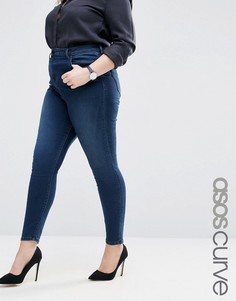 Зауженные выбеленные джинсы с завышенной талией ASOS CURVE Ridley - Синий
