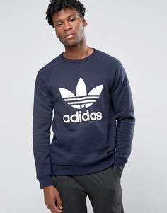 Свитшот с круглым вырезом и логотипом adidas Originals AY7793 - Синий