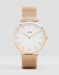 Часы цвета розового золота с сетчатым браслетом CLUSE La Boheme CL18112 - Золотой
