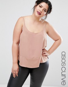 Топ с открытой спиной и матовой/блестящей отделкой ASOS CURVE - Рыжий