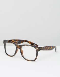 Черепаховые очки с прозрачными стеклами Jeepers Peepers - Коричневый
