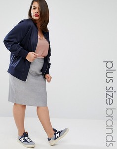 Блестящая юбка миди в рубчик с эффектом металлик Alice & You - Серебряный