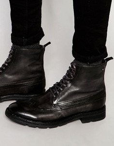 Кожаные ботинки на шнуровке Base London Valiant - Серый