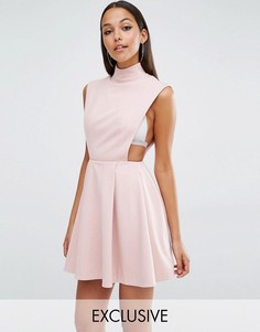 Платье мини с высокой горловиной AQ/AQ Sorah - Розовый