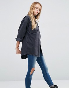 Черная джинсовая рубашка бойфренда ASOS - Черный