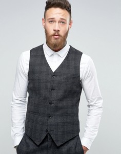 Темно-серый жилет слим в черную клетку ASOS - Серый