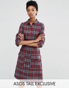 Платье-рубашка в клетку ASOS TALL - Мульти