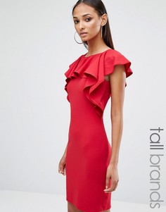 Платье мини с оборкой Missguided Tall - Красный