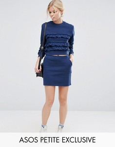 Трикотажная мини‑юбка с люрексовой отделкой ASOS PETITE Co-ord - Темно-синий