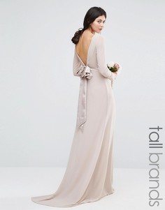 Платье макси с длинными рукавами TFNC Tall Wedding - Розовый