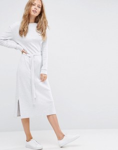 Платье в рубчик с ремнем ASOS - Серый
