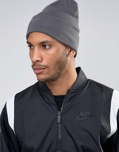 Серая шапка-бини с логотипом Nike 803734-021 - Серый
