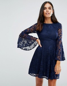 Короткое приталенное платье с длинными рукавами Jessica Wright - Темно-синий