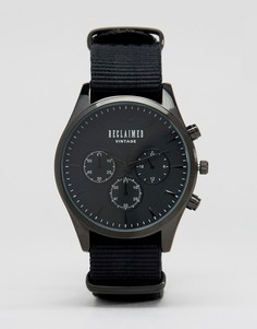 Черные часы-хронограф с парусиновым ремешком Reclaimed Vintage Inspired - Черный