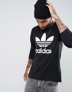 Лонгслив с рукавами реглан и логотипом‑трилистником adidas Originals AY7801 - Черный