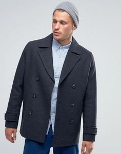 Серое полушерстяное пальто-бушлат ASOS - Серый