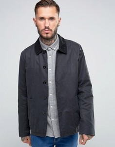 Черная вощеная куртка с вельветовым воротником ASOS - Черный