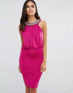Платье-футляр с отделкой на горловине Jessica Wright - Розовый