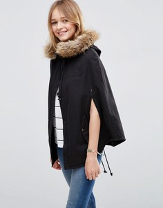 Кейп с меховым капюшоном ASOS - Черный
