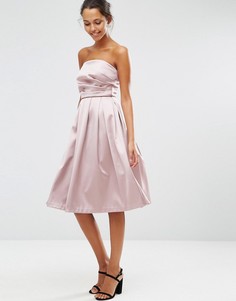 Атласное платье‑бандо для выпускного ASOS - Розовый