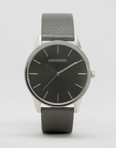 Часы с серым кожаным ремешком и серым циферблатом UNKNOWN Classic - 39 мм - Серый