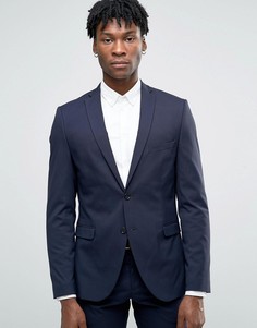 Пиджак узкого кроя из эластичной ткани Selected Homme - Темно-синий