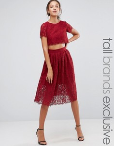 Кружевное короткое приталенное платье для выпускного True Decadence Tall - Красный