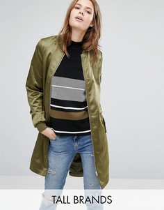 Атласная удлиненная куртка-пилот Vero Moda Tall - Зеленый