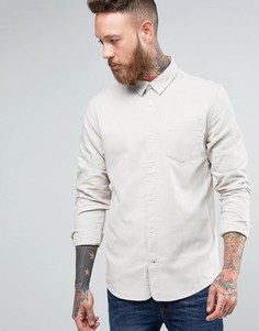 Рубашка узкого кроя из саржи с начесом Hoxton Shirt Company - Кремовый