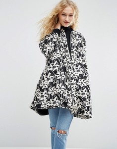 Атласное пальто с цветочным принтом ASOS Made In Kenya - Черный