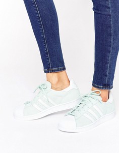 Замшевые кроссовки мятного цвета adidas Originals Superstar - Зеленый