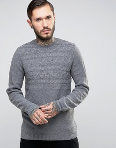 Джемпер с горизонтальными косами на кокетке ASOS - Серый