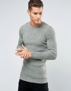 Длинный облегающий джемпер в рубчик ASOS - Зеленый