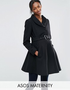 Короткое приталенное пальто для беременных с воротником-трубой ASOS Maternity - Черный