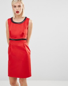 Красное платье с черными цепочками Love Moschino - Красный