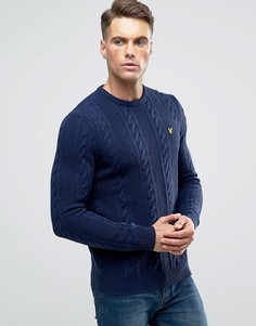 Темно-синий вязаный джемпер из овечьей шерсти Lyle & Scott - Темно-синий